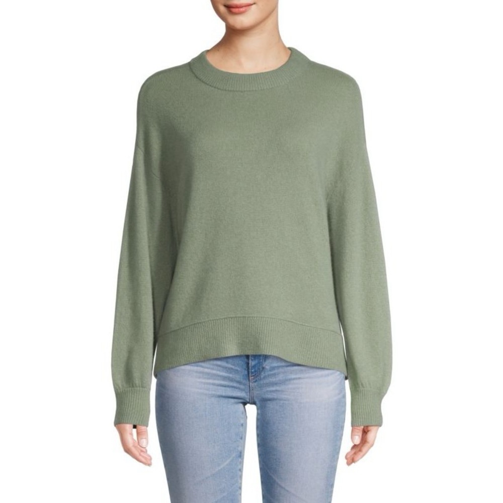 Alice + Olivia Denver Round Hem Cashmere Sweater Green L